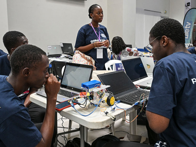 GettyImages-2222783928 Young robotic enthusiasts take part in the first edition of the National Robotic Competiti