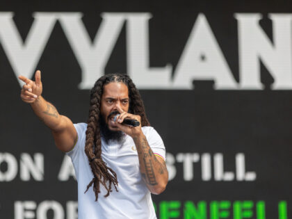 GLASTONBURY, ENGLAND - JUNE 28: (EDITORIAL USE ONLY) Bob Vylan performs on the West Holts