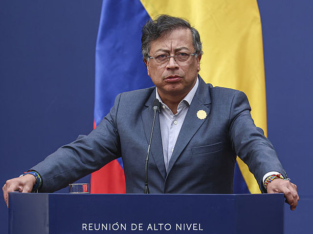 GettyImages-2225455307 SANTIAGO, CHILE - JULY 21: Colombian President Gustavo Petro delivers a joint statement wi