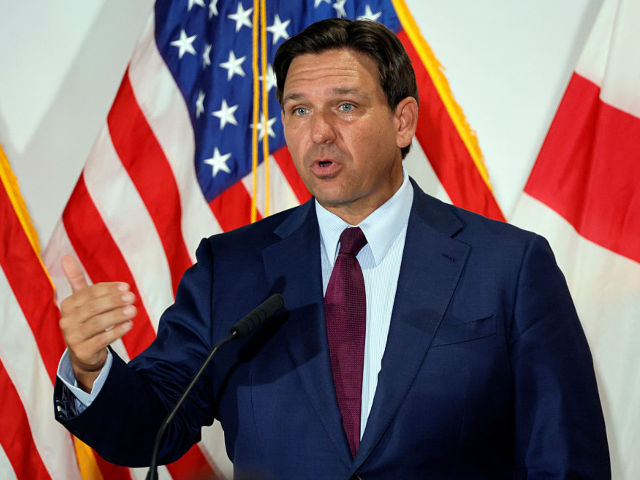 Florida Gov. Ron DeSantis speaks during a news conference at Palm Beach State College, wes