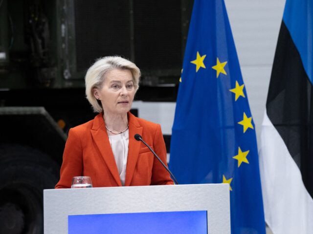 Ursula von der Leyen, President of the European Commission speak to journalists at the Ama