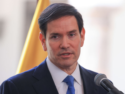 QUITO, ECUADOR - SEPTEMBER 4: U.S. Secretary of State Marco Rubio speaks during a press co
