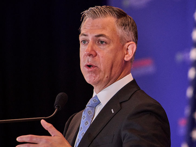 Sen. Jim Banks speaks at the National Conservatism Conference in Washington D.C., Sept. 3,