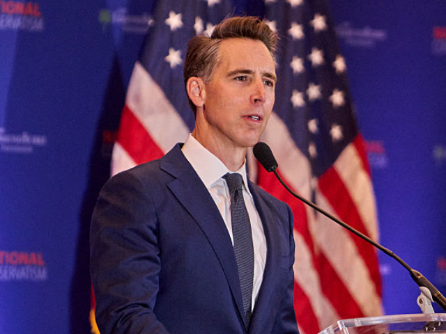 Sen. Josh Hawley speaks at the National Conservatism Conference in Washington D.C., Sept.