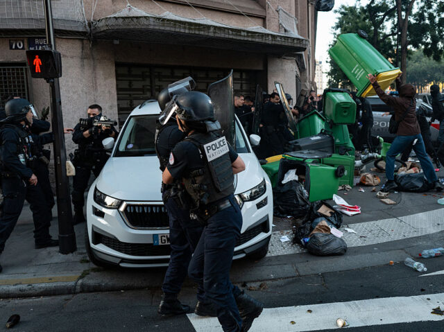 In Paris, France, on September 10, 2025, several hundred students and protesters block the