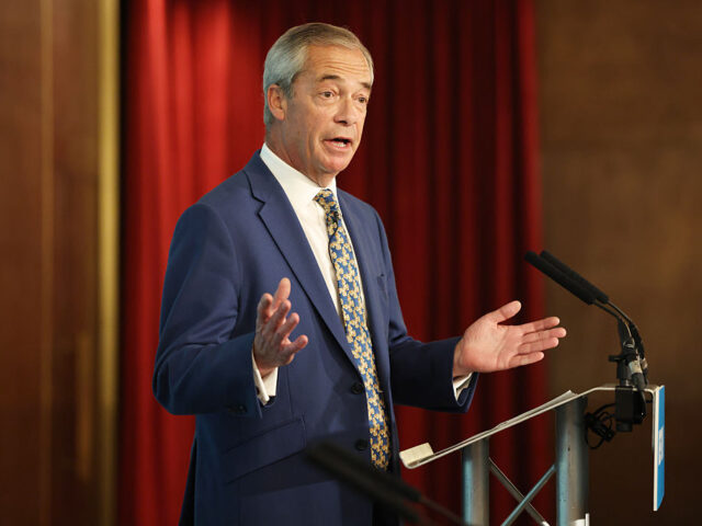 LONDON, ENGLAND - SEPTEMBER 15: Reform UK leader Nigel Farage speaks during a press confer