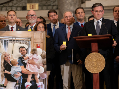 WASHINGTON, DC - SEPTEMBER 15: Speaker of the House Mike Johnson (R-LA) speaks during a me