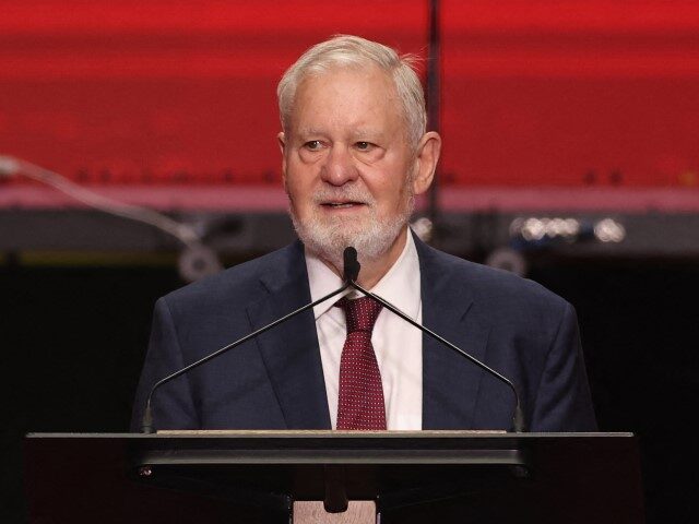 GettyImages-2236119703 President of Hillsdale College Larry P. Arnn speaks during the public memorial service for