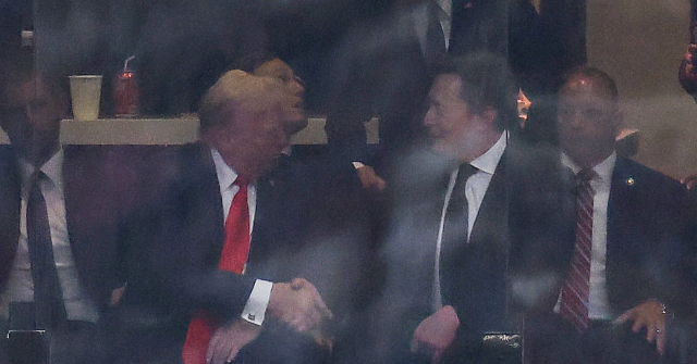 Donald Trump, Elon Musk Catch Up, Shake Hands at Charlie Kirk's Tribute