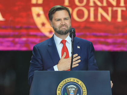 GLENDALE, ARIZONA - SEPTEMBER 21: U.S. Vice President JD Vance speaks during the memorial