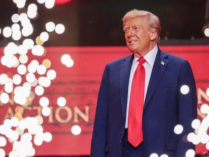 U.S. President Donald Trump speaks during the memorial service for political activist Char