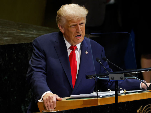 GettyImages-2236938043 NEW YORK, NEW YORK - SEPTEMBER 23: U.S. President Donald Trump speaks during the 80th sess