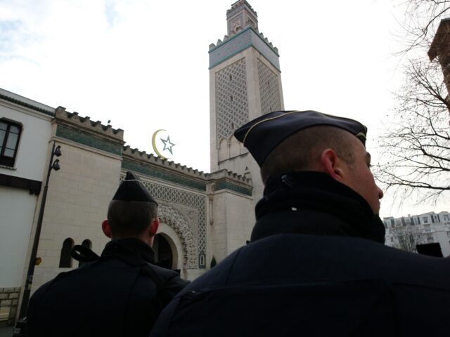 A unit of the French Gendarmerie on patrol near the Great Mosque following the recent terr