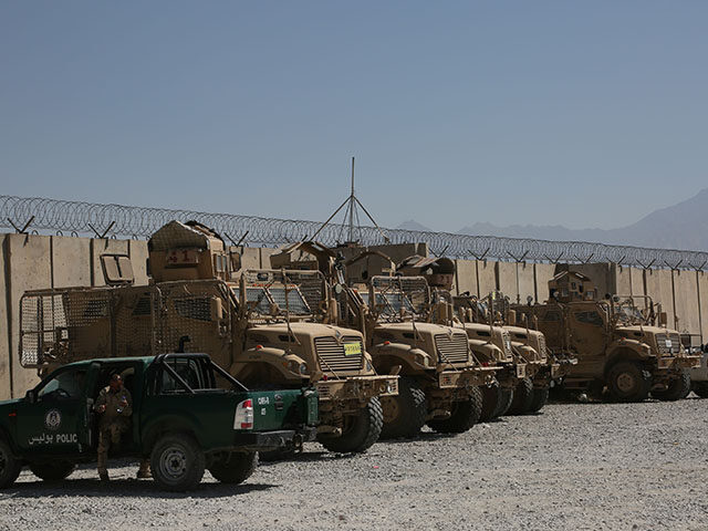 GettyImages1234706895 Photo taken on July 8, 2021 shows military vehicles abandoned by U.S. forces at the Bagram