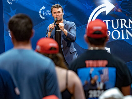 Conservative political activist Charlie Kirk, founder of Turning Point Action, speaks duri