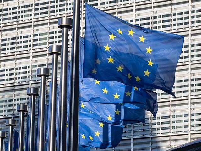 GettyImages2208546413 Flags of Europe as seen waving from the flagpoles. The European Flag is the symbol of Coun