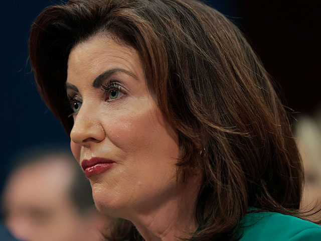 New York Gov. Kathy Hochul speaks during a hearing with the House Oversight and Accountabi