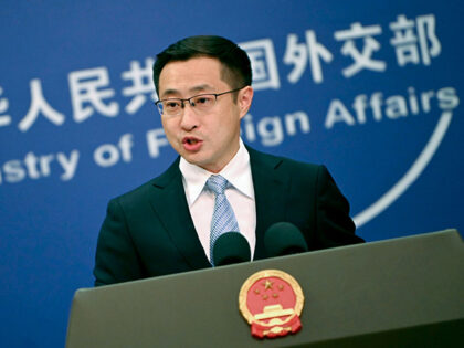 Lin Jian, spokesman for the Chinese Foreign Ministry, speaks at the ministry's daily brief