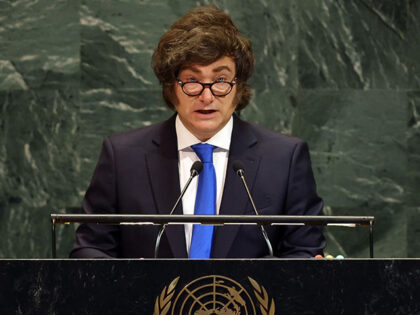 President of Argentina Javier Milei addresses the United Nations (UN) General Assembly dur