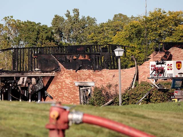 GettyImages2237640019 The burned church as emergency services respond to a shooting and fire at the Church of Je