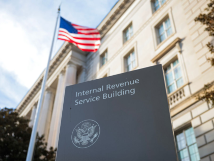 WASHINGTON, DC - FEBRUARY 13: A sign for the Internal Revenue Service (IRS) is seen outsid