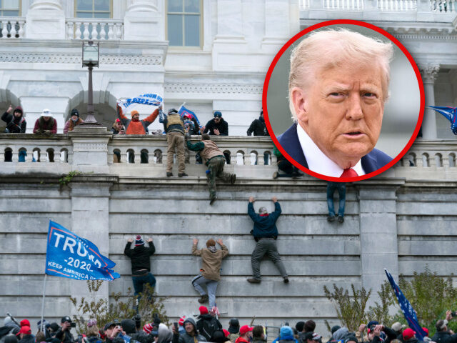 January 6 Riot, Inset-Angry Trump In this Jan. 6, 2021, file photo, violent insurrectionists loyal to President Donald Trump