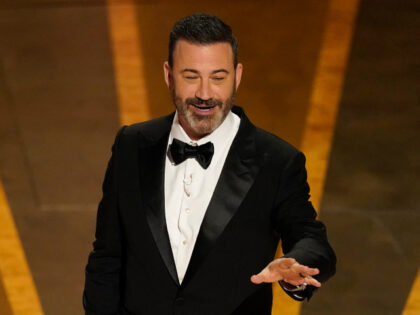 Host Jimmy Kimmel speaks at the Oscars on March 12, 2023, at the Dolby Theatre in Los Ange