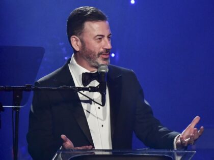 Jimmy Kimmel speaks during the Pre-Grammy Gala on Saturday, Feb. 1, 2025, at the Beverly H