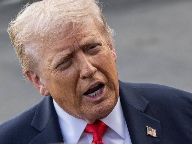 U.S. President Donald Trump speaks to the media before boarding Marine One on the South La