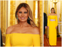 Fashion Notes: Melania Trump Glows in Colorful Carolina Herrera Gown, Emerald Jewels for U.S.-UK St