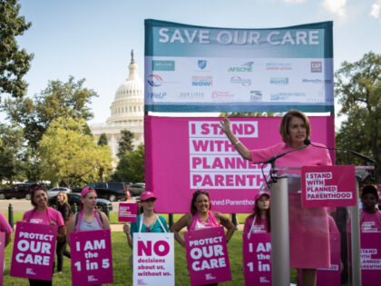 House Minority Leader Nancy Pelosi (D-CA) speaks to the crowd during a protest against the