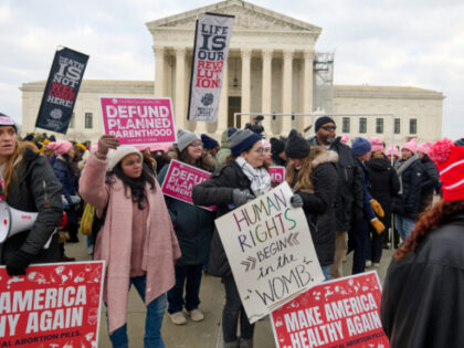 Supporters of the religious right march through Washington D.C. to protest abortion during