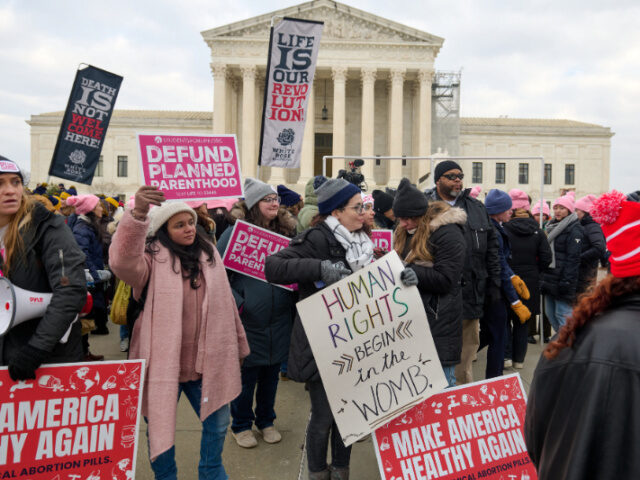 Supporters of the religious right march through Washington D.C. to protest abortion during