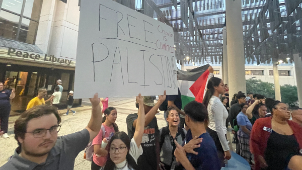 A Small Group of Protesters at UTSA Charlie Kirk Prayer Vigil (Randy Clark/Breitbart Texas)