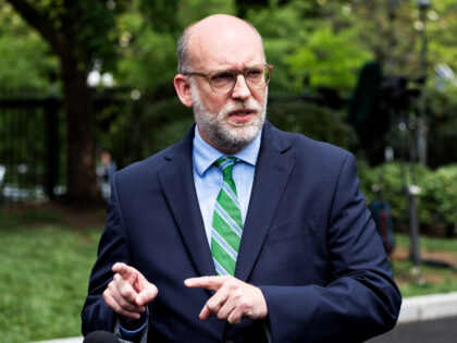 OMB Director Russ Vought speaks with the press outside of the West Wing at the White House