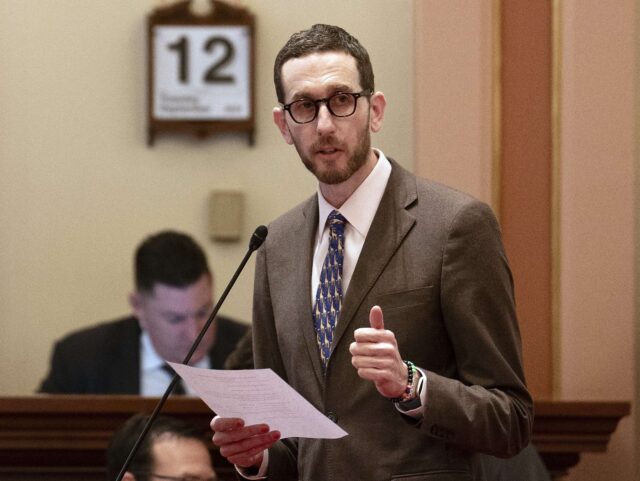 State Sen. Scott Wiener, D-San Francisco, calls for passage of his climate bill during the