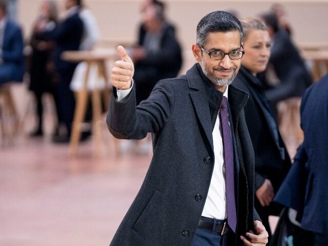 Sundar Pichai of Google with a thumbs up