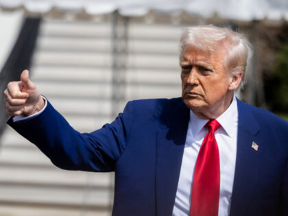 US President Donald Trump on the South Lawn of the White House before boarding Marine One