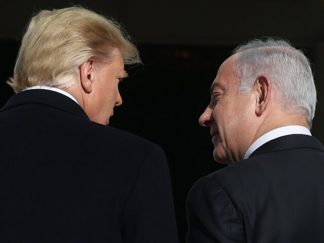 Trump and Netanyahu U.S. President Donald Trump (L) welcomes Israeli Prime Minister Benjamin Netanyahu at the