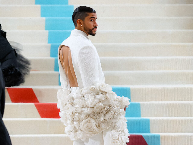 badbunny2 NEW YORK, NY - MAY 01: Bad Bunny is seen attending The 2023 Met Gala Celebrating 'Kar