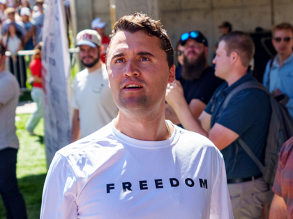 OREM, UTAH - SEPTEMBER 10: Charlie Kirk speaks at Utah Valley University on September 10,