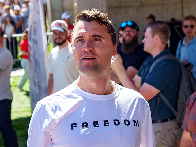 OREM, UTAH - SEPTEMBER 10: Charlie Kirk speaks at Utah Valley University on September 10,