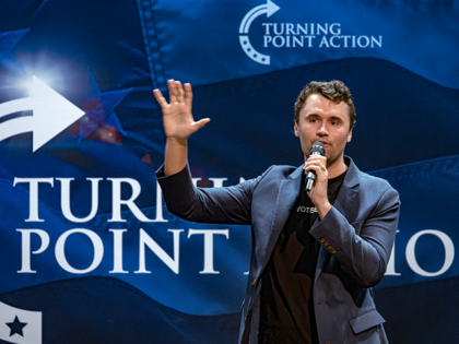 Conservative political activist Charlie Kirk, founder of Turning Point Action, speaks duri