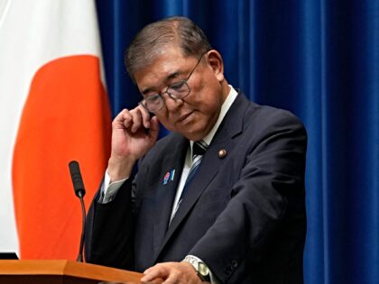 Japan's Prime Minister Shigeru Ishiba attends a press conference at the prime minister's o