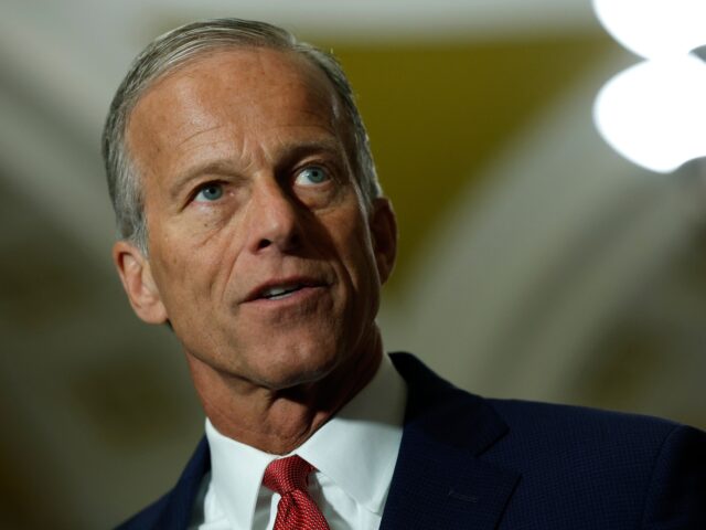 WASHINGTON, DC - SEPTEMBER 09: U.S. Senate Majority Leader John Thune (R-SD) speaks to the