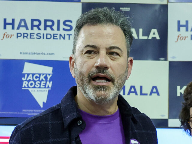 kimmeltrump LAS VEGAS, NEVADA - OCTOBER 21: Jimmy Kimmel (L) and U.S. Sen. Jacky Rosen (D-NV) they tha