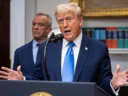 US President Donald Trump, right, and Robert F. Kennedy Jr., US secretary of Health and Hu