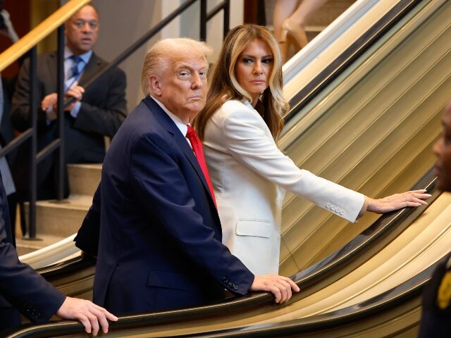 FILE - President Donald Trump and First Lady Melania Trump arrive for the 80th session of