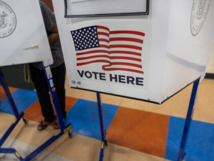 Voting booths at a polling station on the last day of early voting for the New York City m