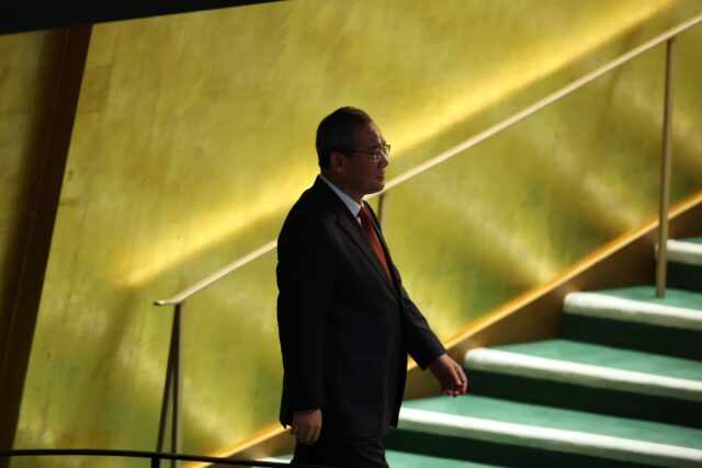 Chinese Premier Li Qiang arrives to speak at the United Nations General Assembly